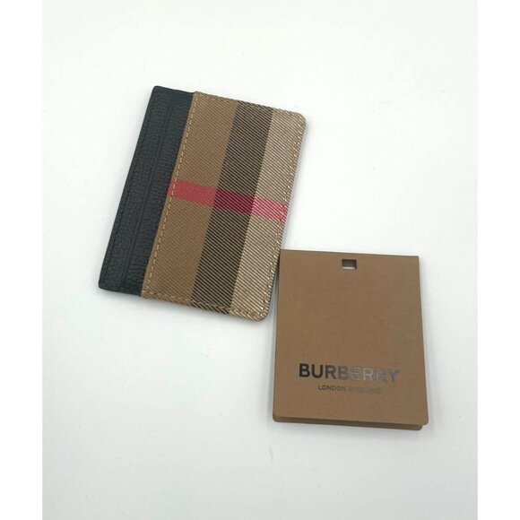 Burberry Sandon Check Canvas & Leather Card Case Black - Picture 4 of 10